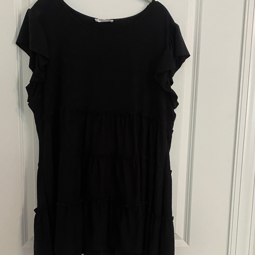 Chic Black Ruffle Sleeve Blouse